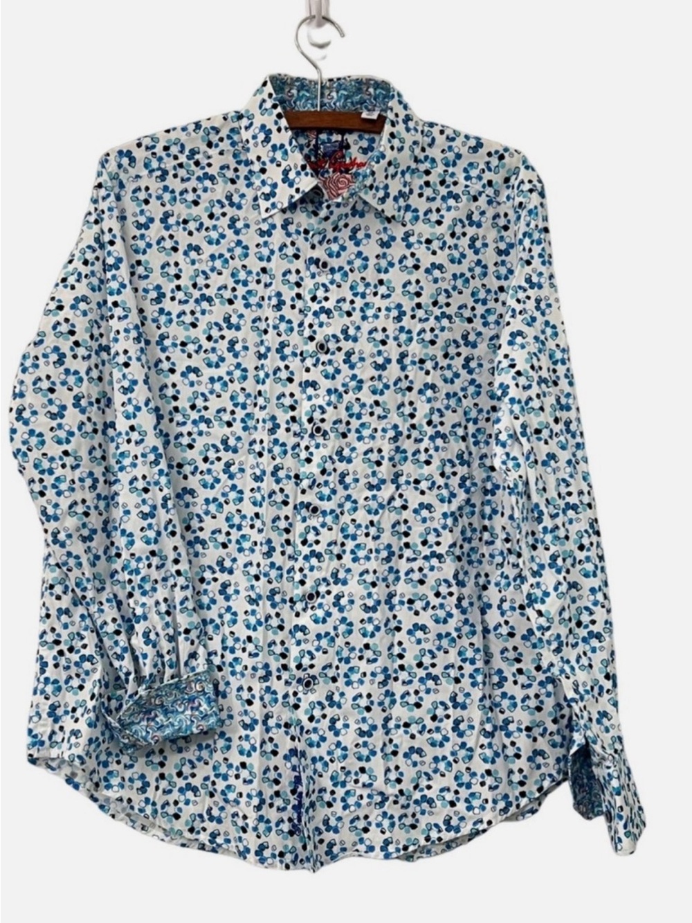 ROBERT GRAHAM Blue Floral Print Button-Up Shirt